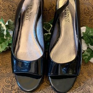 🖤 FRANCO SARTO Black Leather Sling-back Flats 8M